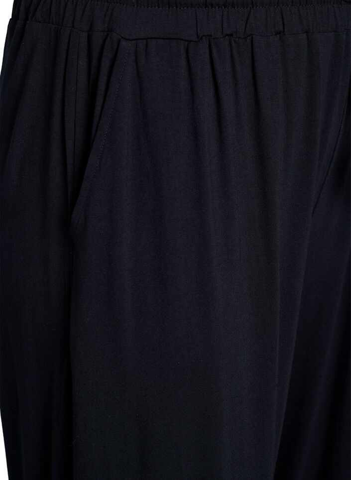 Losse nachtbroek in viscose jersey met zakken, Zwart, Packshot image number 2