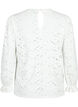 Blouse met lange mouwen en gaatjespatroon, Bright White, Packshot image number 1