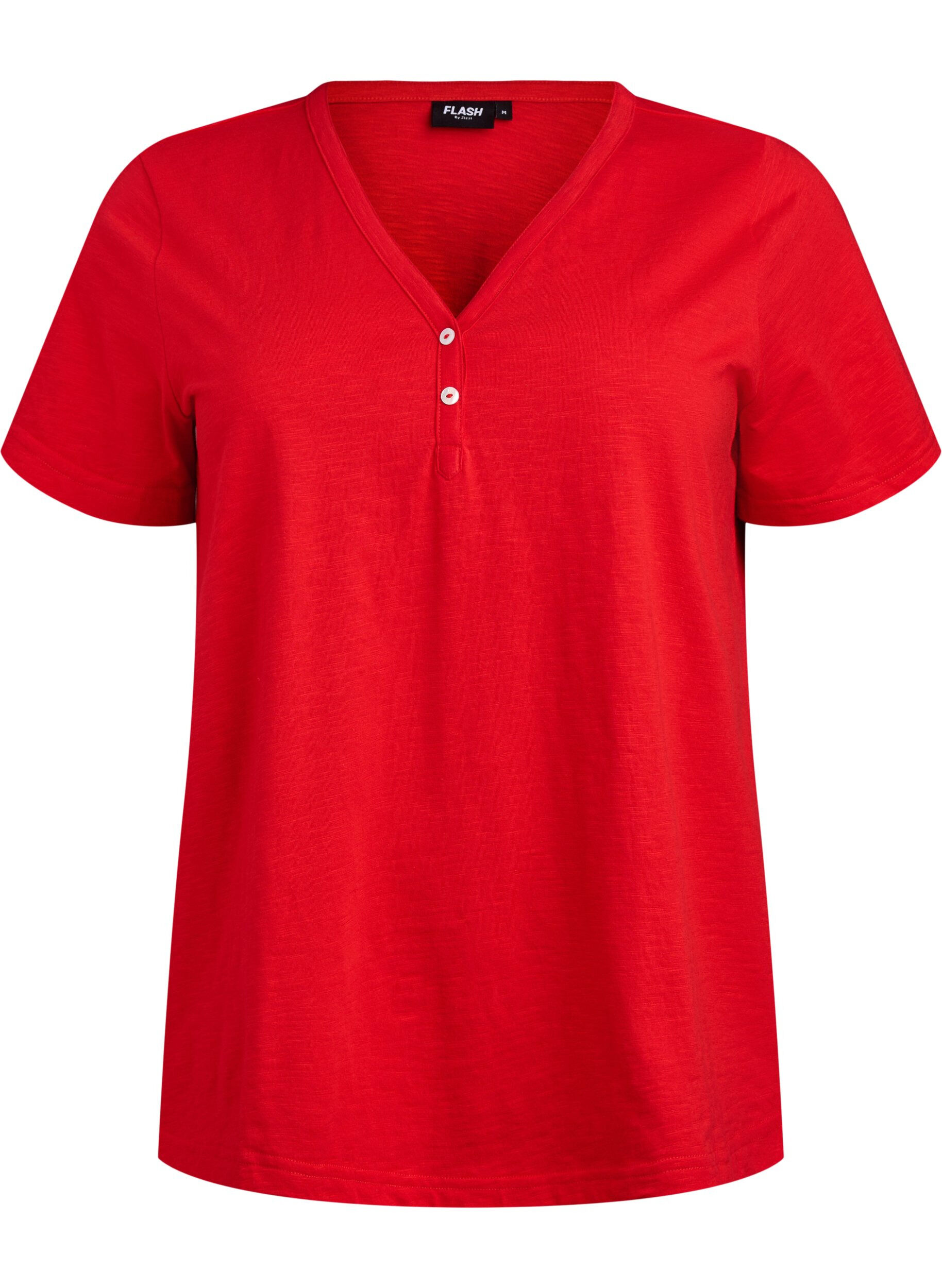 ZizziT-shirt met knoopdetail, Rood, Packshot image number 0