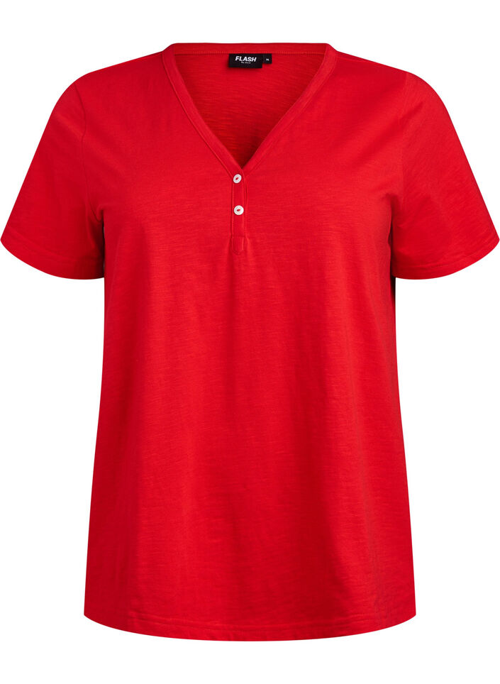 T-shirt met knoopdetail, Rood, Packshot image number 0