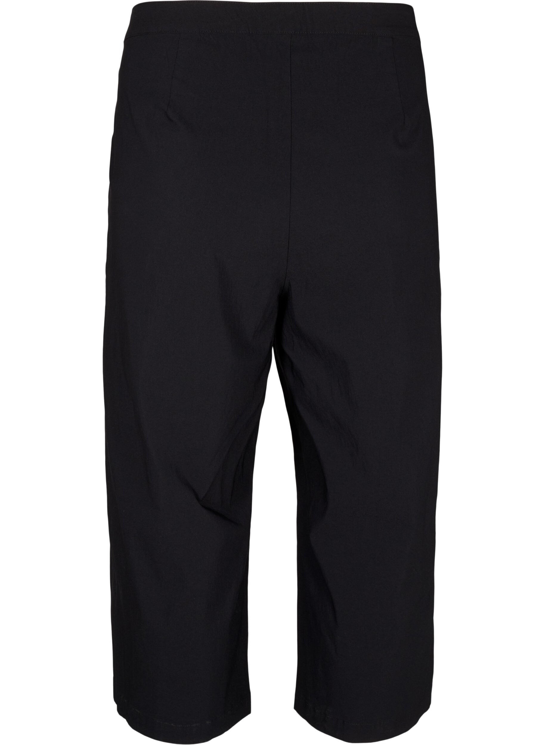 Zizzi Culotte broek in gemengd stof, Zwart, Packshot image number 1