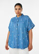 Denimlook lyocell shirt met bloemenborduursel, Blauw, Model image number 0