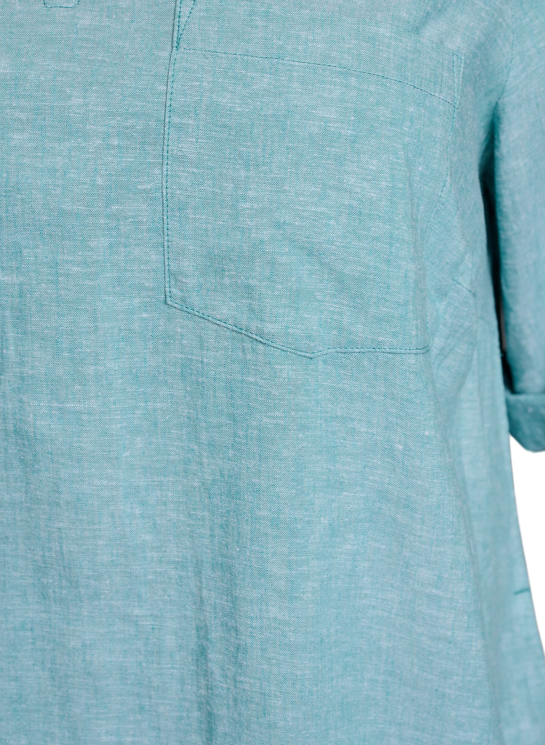 ZizziTuniek van linnen en viscose met A-vorm, Blauw, Packshot image number 2