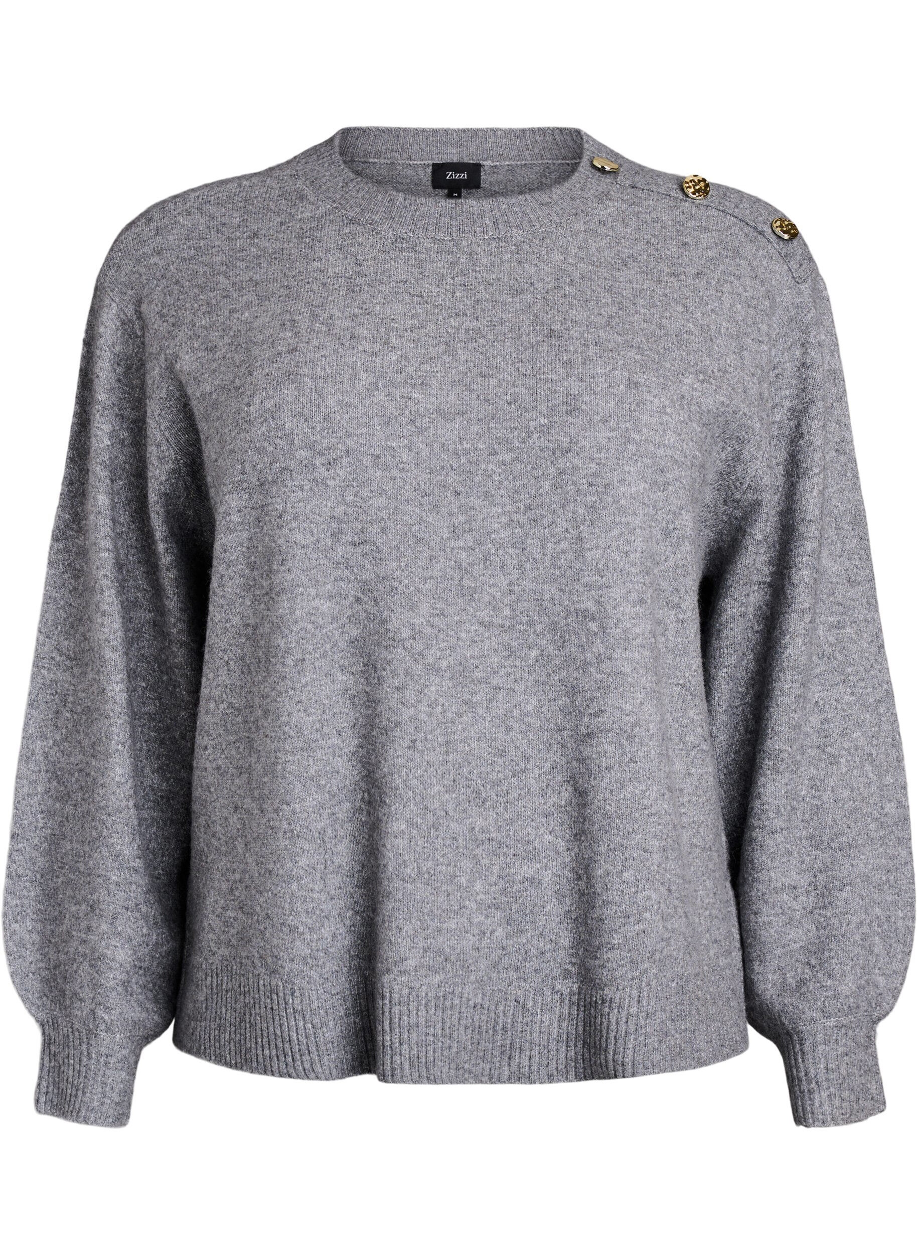 ZizziBreisel blouse met knoopdetail, Grijs, Packshot image number 0