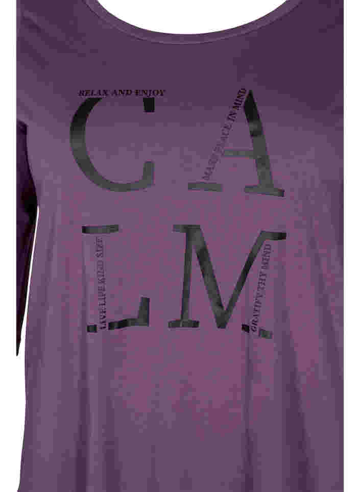 Katoenen t-shirt met 3/4 mouwen, Vintage Violet, Packshot image number 2