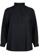 Blouse met ruche kraag en lange mouwen, Black, Packshot image number 0