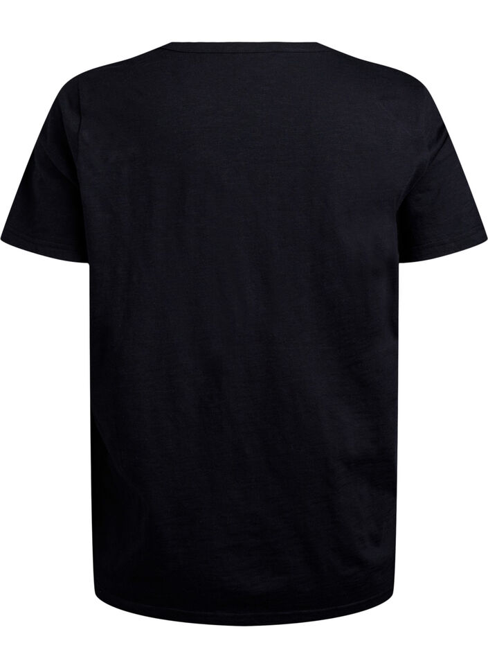 T-shirt met knoopdetail, Zwart, Packshot image number 1