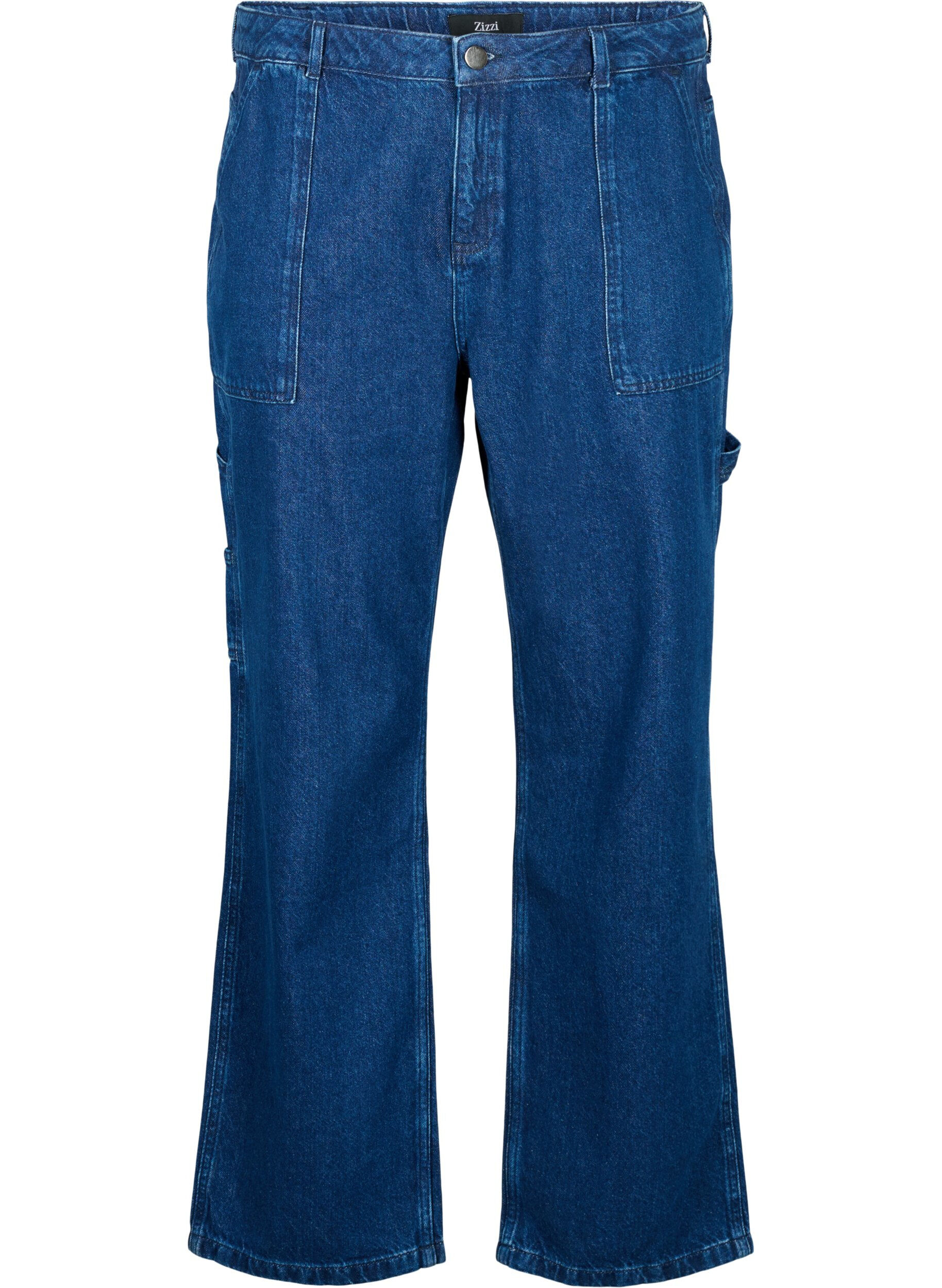 Zizzi Cargo jeans met rechte pijp, Dark blue, Packshot image number 0