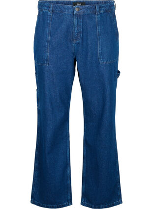 Cargo jeans met rechte pijp, Dark blue, Packshot image number 0
