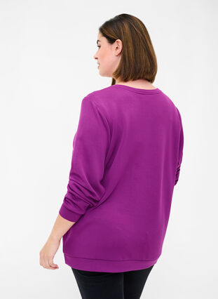 Sweatshirt met ronde hals en lange mouwen, Dark Purple, Model image number 1