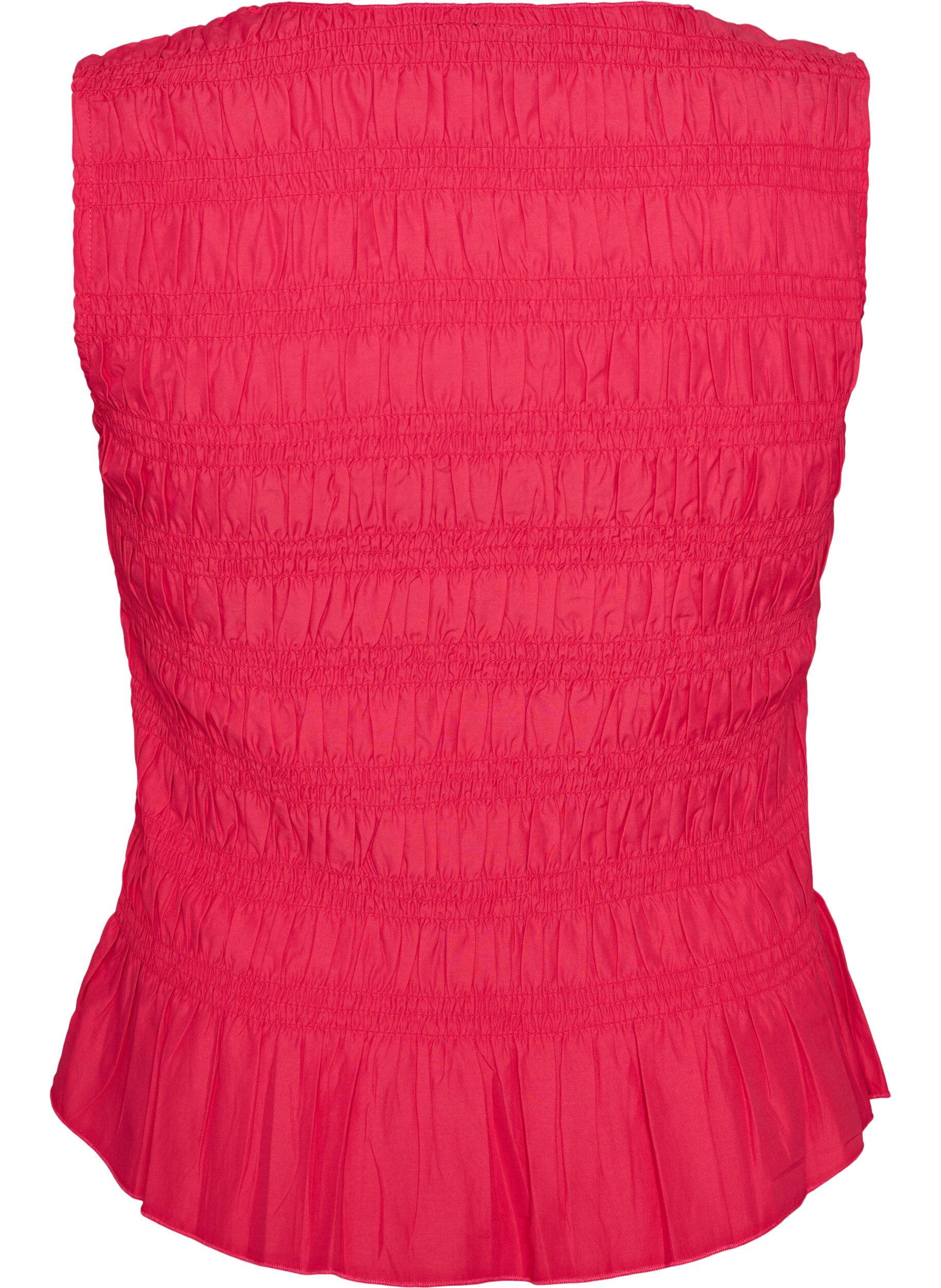ZizziSmocktop met boothals en peplumzoom, Roze, Packshot image number 1