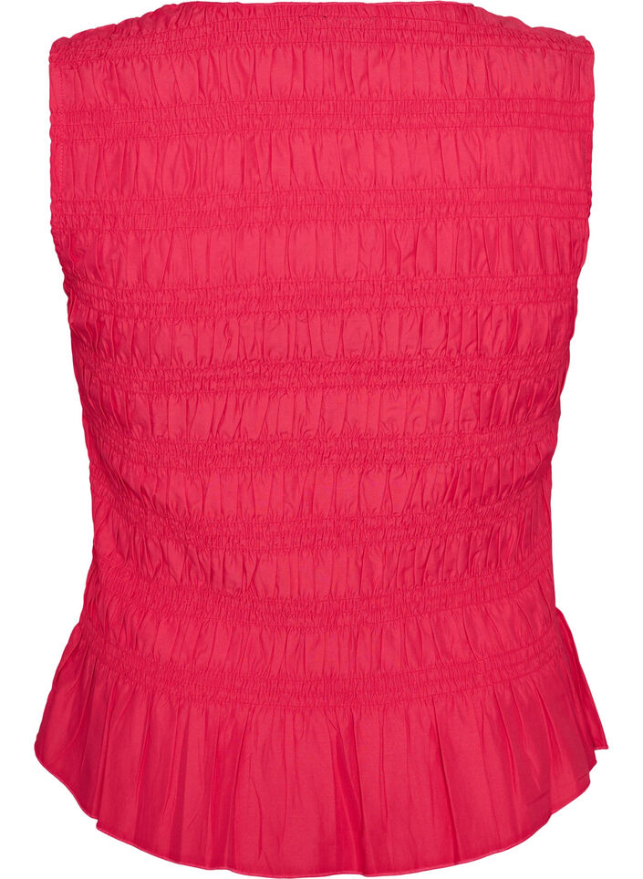 Smocktop met boothals en peplumzoom, Roze, Packshot image number 1