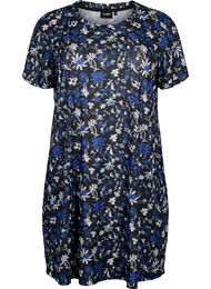 FLASH - Jurk met bloemenprint en korte mouwen, Black Blue Green AOP