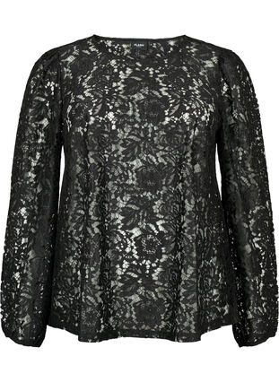 FLASH - Kanten blouse met lange mouwen, Black, Packshot image number 0