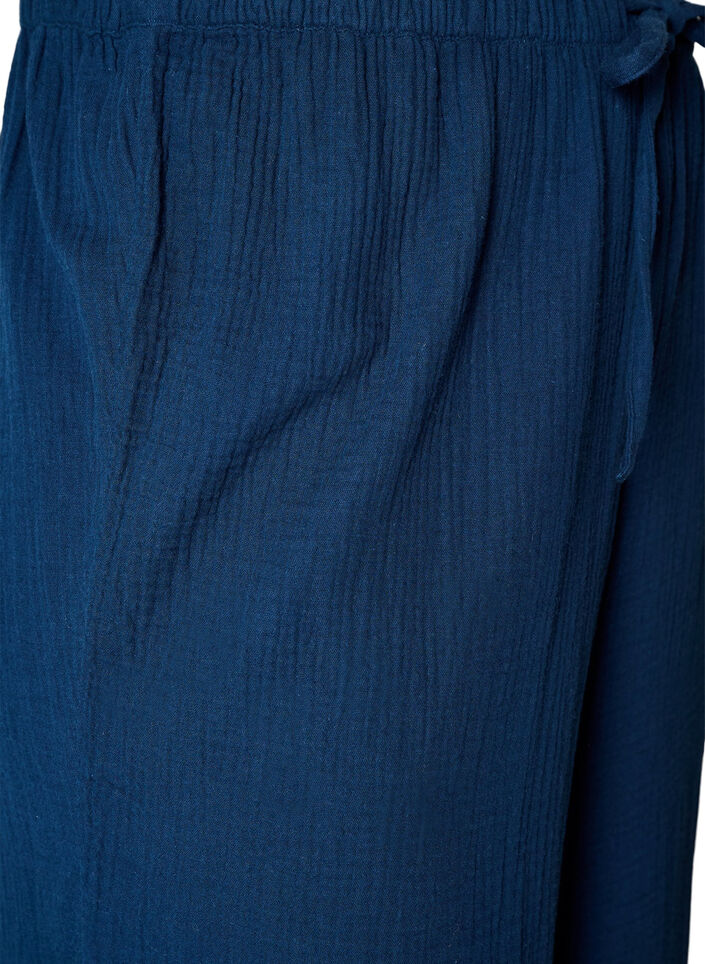Losse pyjamabroek van katoenen mousseline, Blauw, Packshot image number 3