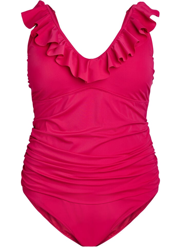 Badpak met ruches en afneembare vulling, Roze, Packshot image number 0