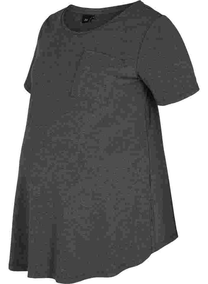 Zwangerschaps t-shirt in katoen met korte mouwen , Dark Grey Melange, Packshot image number 0