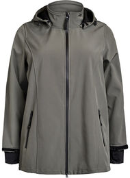 Korte softshell jas met afneembare capuchon, Grijs