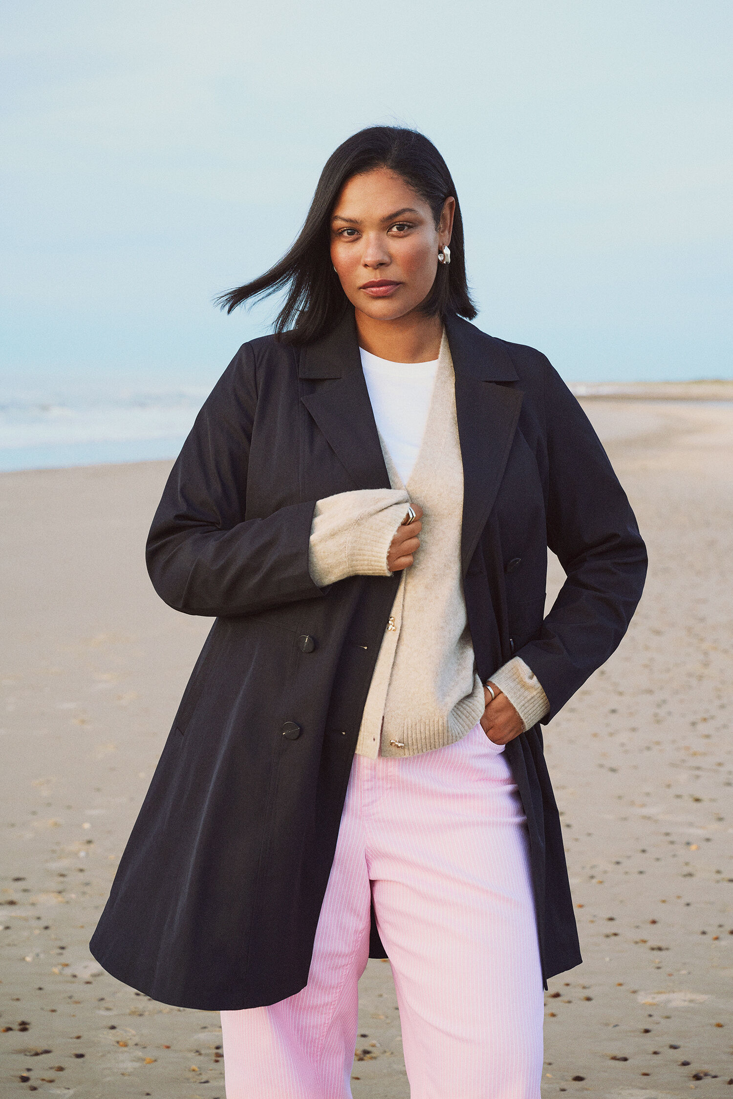 Zizzi Zwarte trenchcoat, , Model