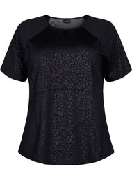 Sport T-shirt met print en mesh, Black
