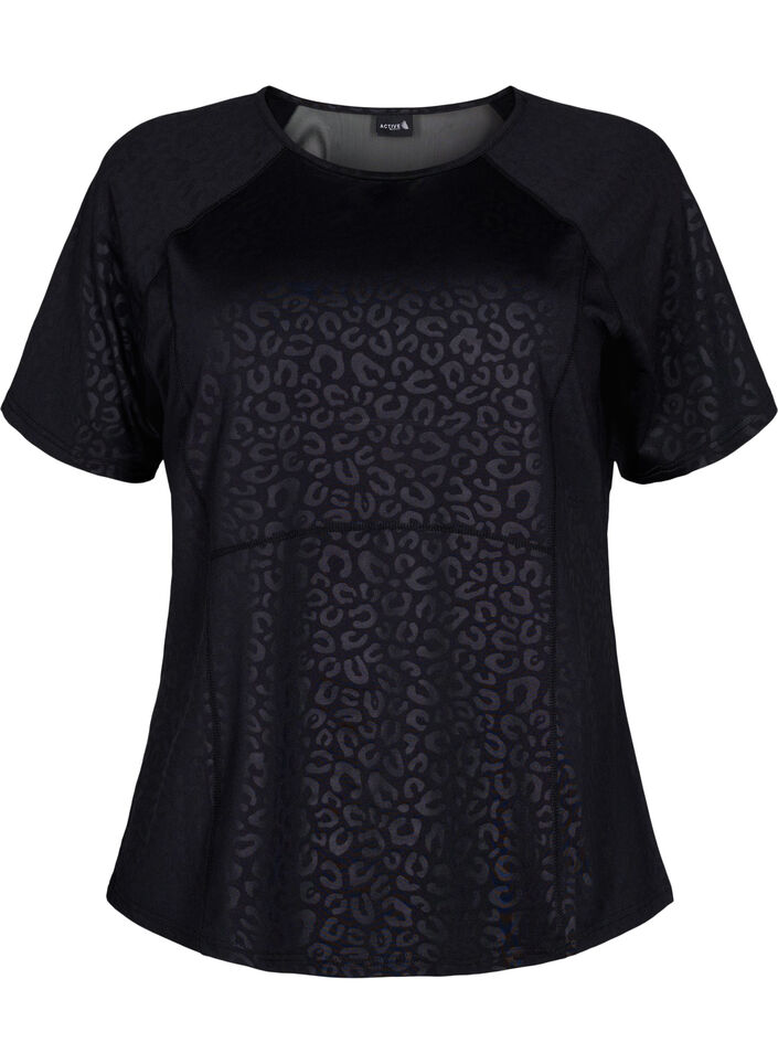 Sport T-shirt met print en mesh, Black, Packshot image number 0