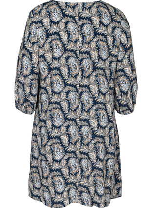 Viscose jurk met paisley print en a-lijn, Blue Paisley AOP, Packshot image number 1
