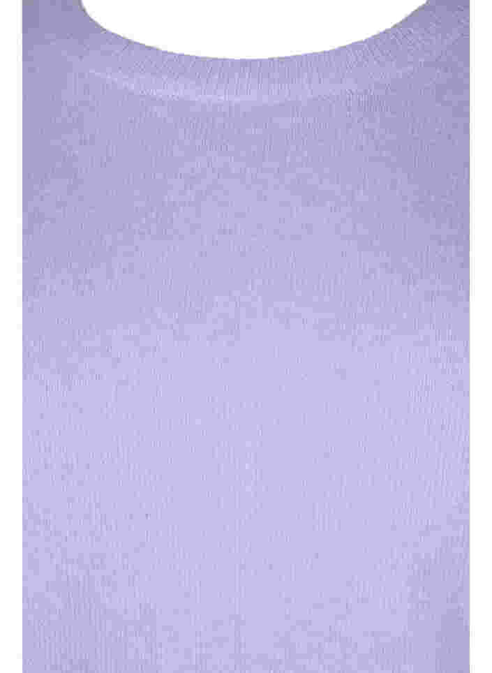 Gestreepte gebreide trui met ronde halslijn, Lavender Comb, Packshot image number 2