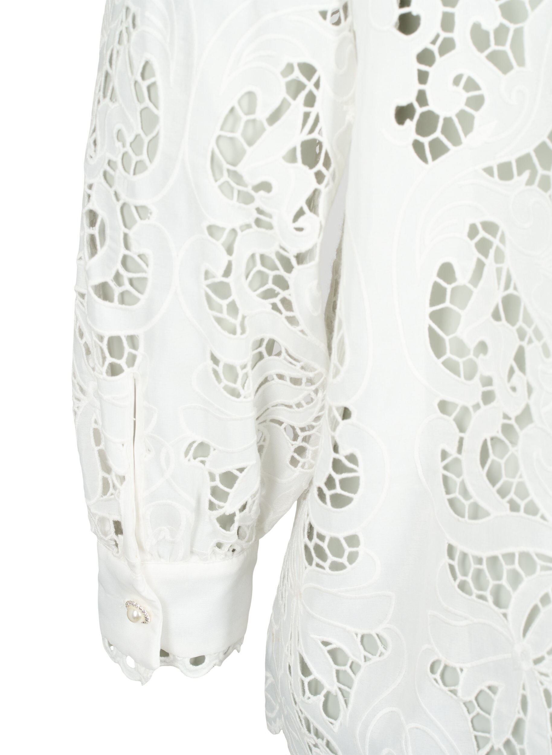 Zizzi Kanten shirt blouse met lange mouwen, White, Packshot image number 3