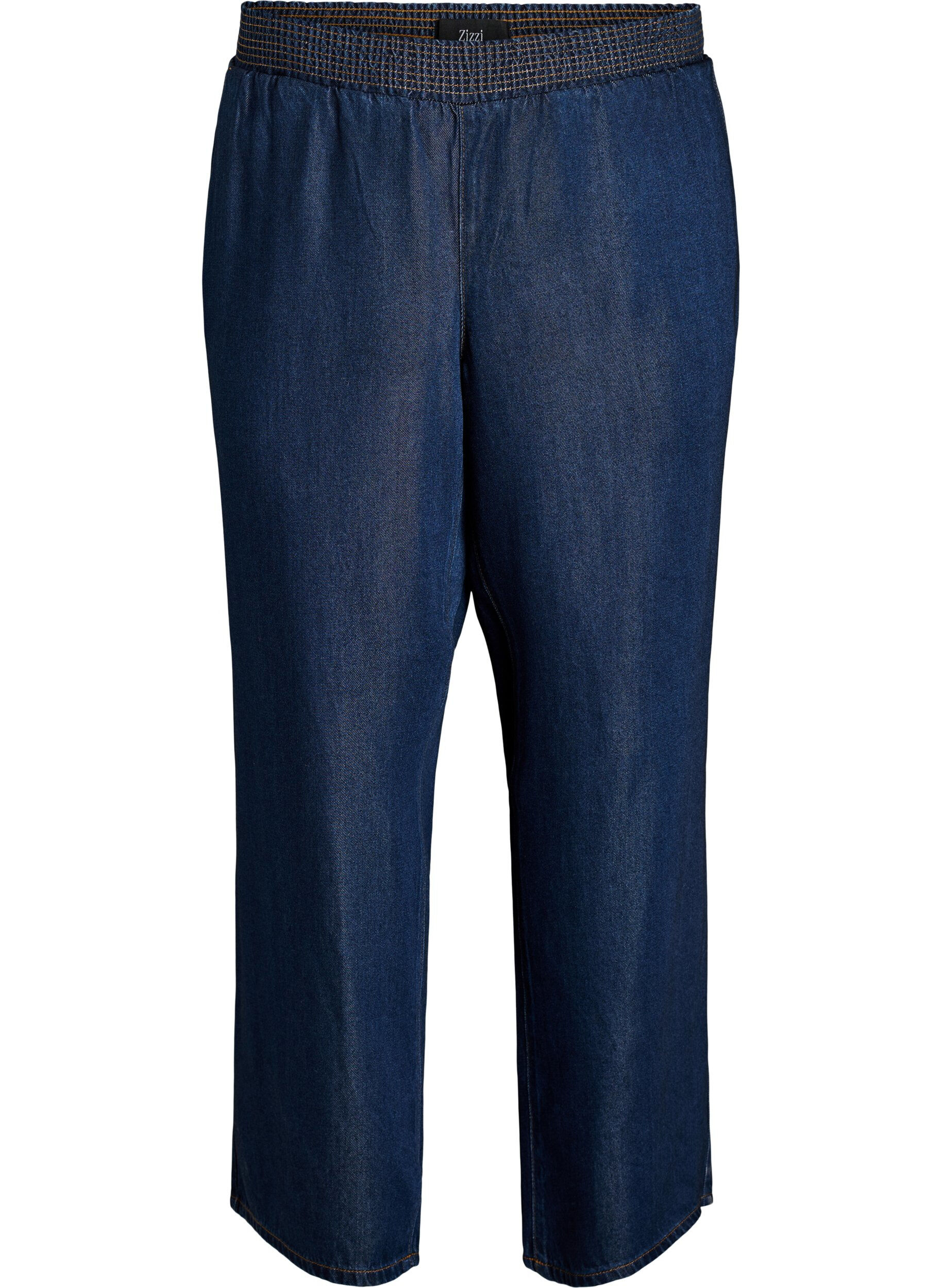 Zizzi Lyocell broek met wide fit en denimlook, Blauw, Packshot image number 0