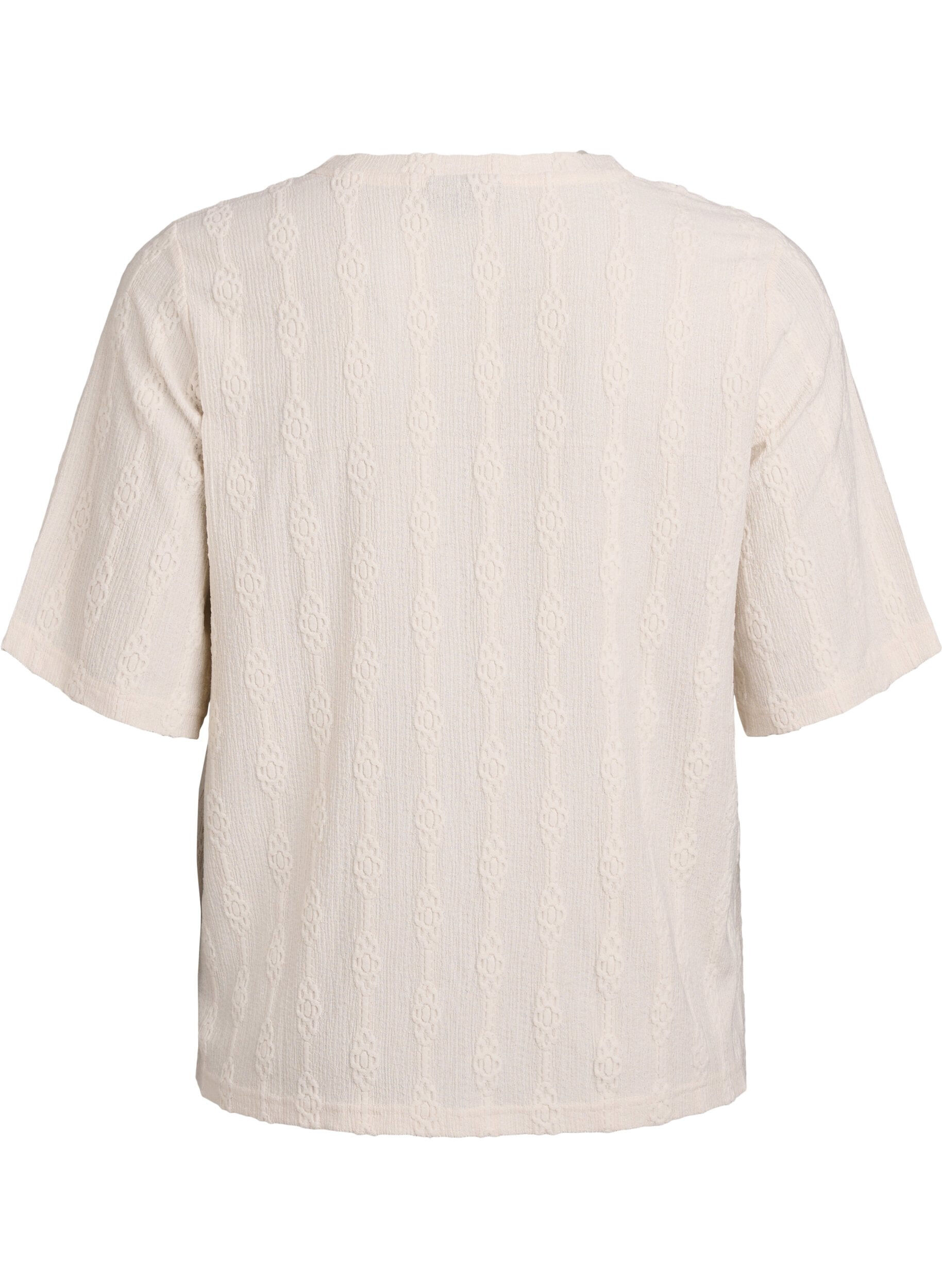 Zizzi Blouse met structuurpatroon en korte mouwen, Beige, Packshot image number 1