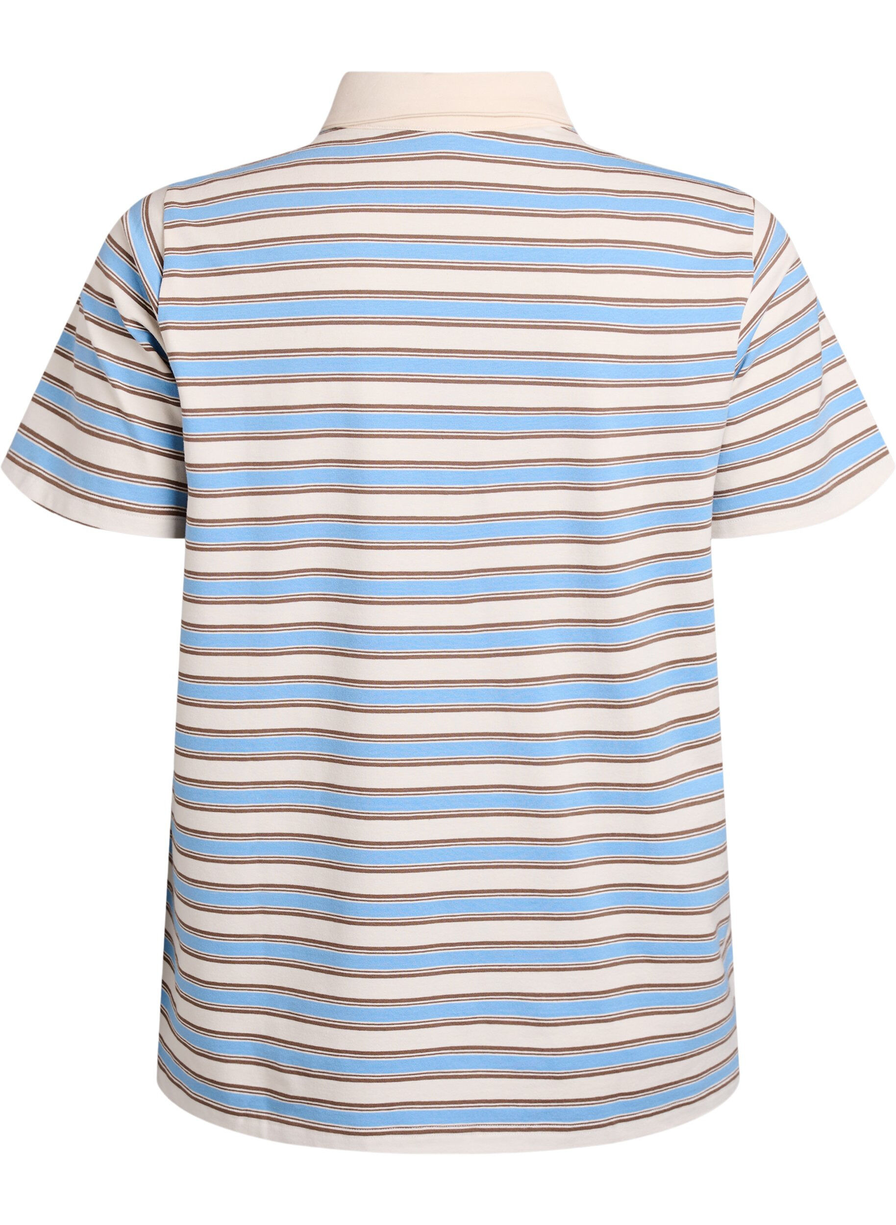 Zizzi Gestreepte poloshirt met korte mouwen, Blauw, Packshot image number 1