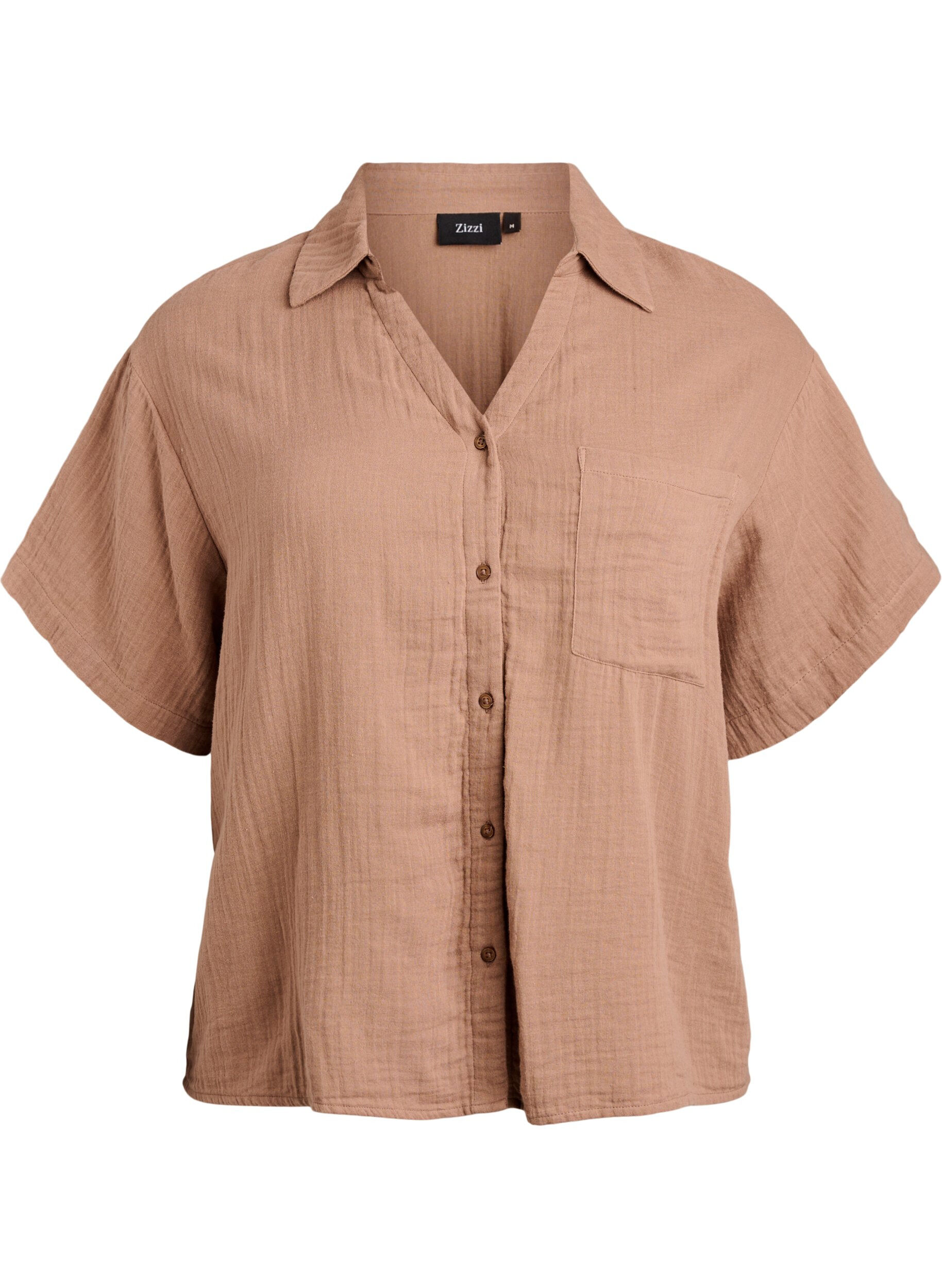 Katoenen mousseline blouse met korte mouwen