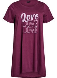 Nachtjapon met korte mouwen van biologisch katoen, Donker Bordeaux