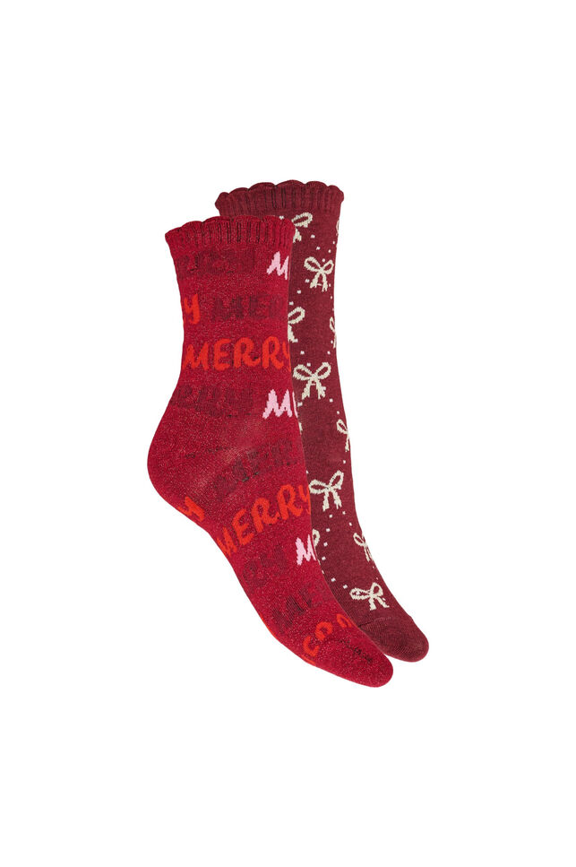 2-pack kerstsokken, Rood, Packshot image number 1