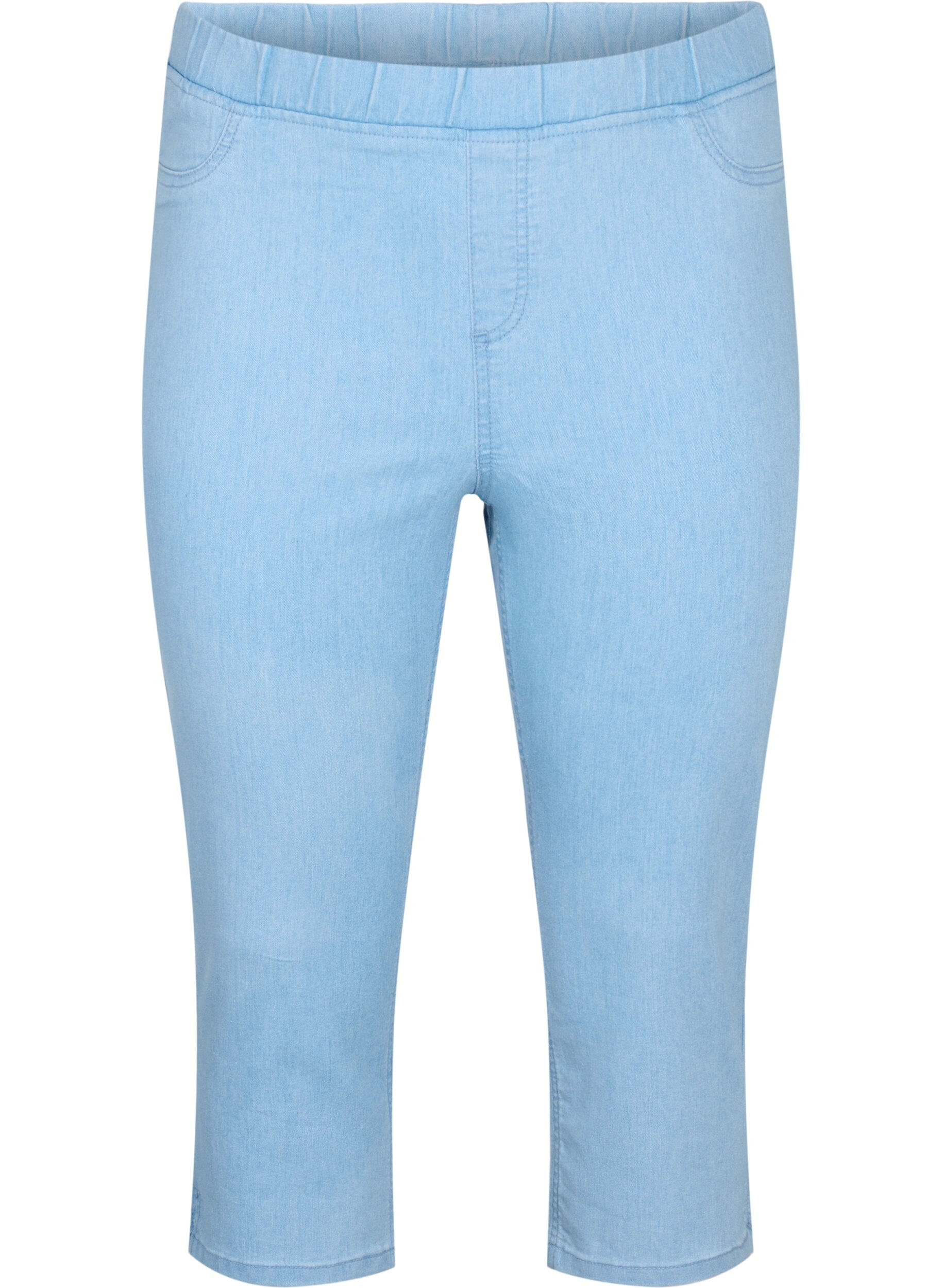 Zizzi Driekwart broek in katoenmix, Light blue denim, Packshot image number 0