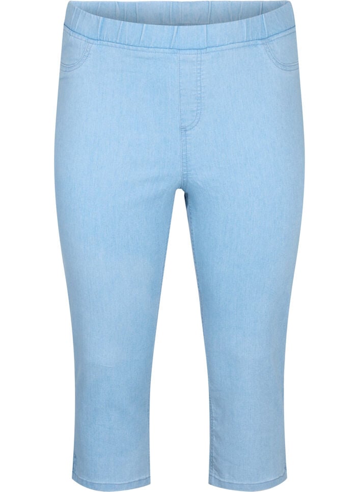 Driekwart broek in katoenmix, Light blue denim, Packshot image number 0