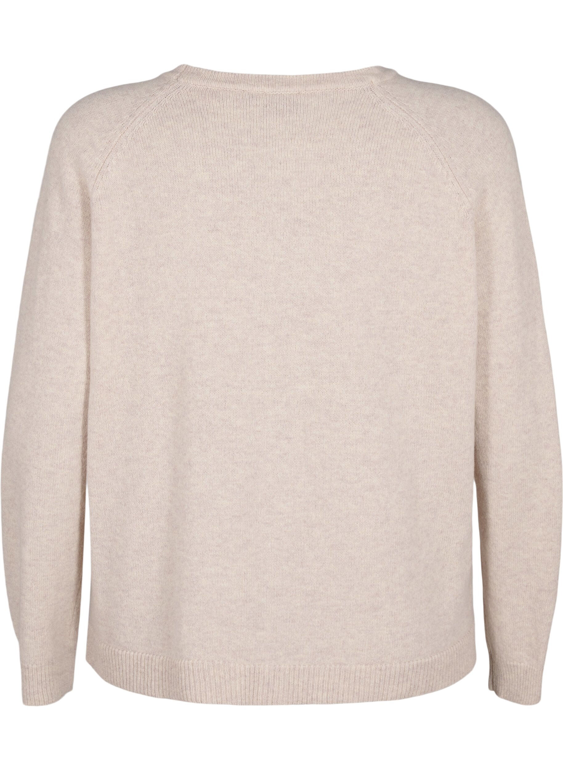 Zizzi Gebreide cardigan in merinowol, Pumice Stone Mel., Packshot image number 1