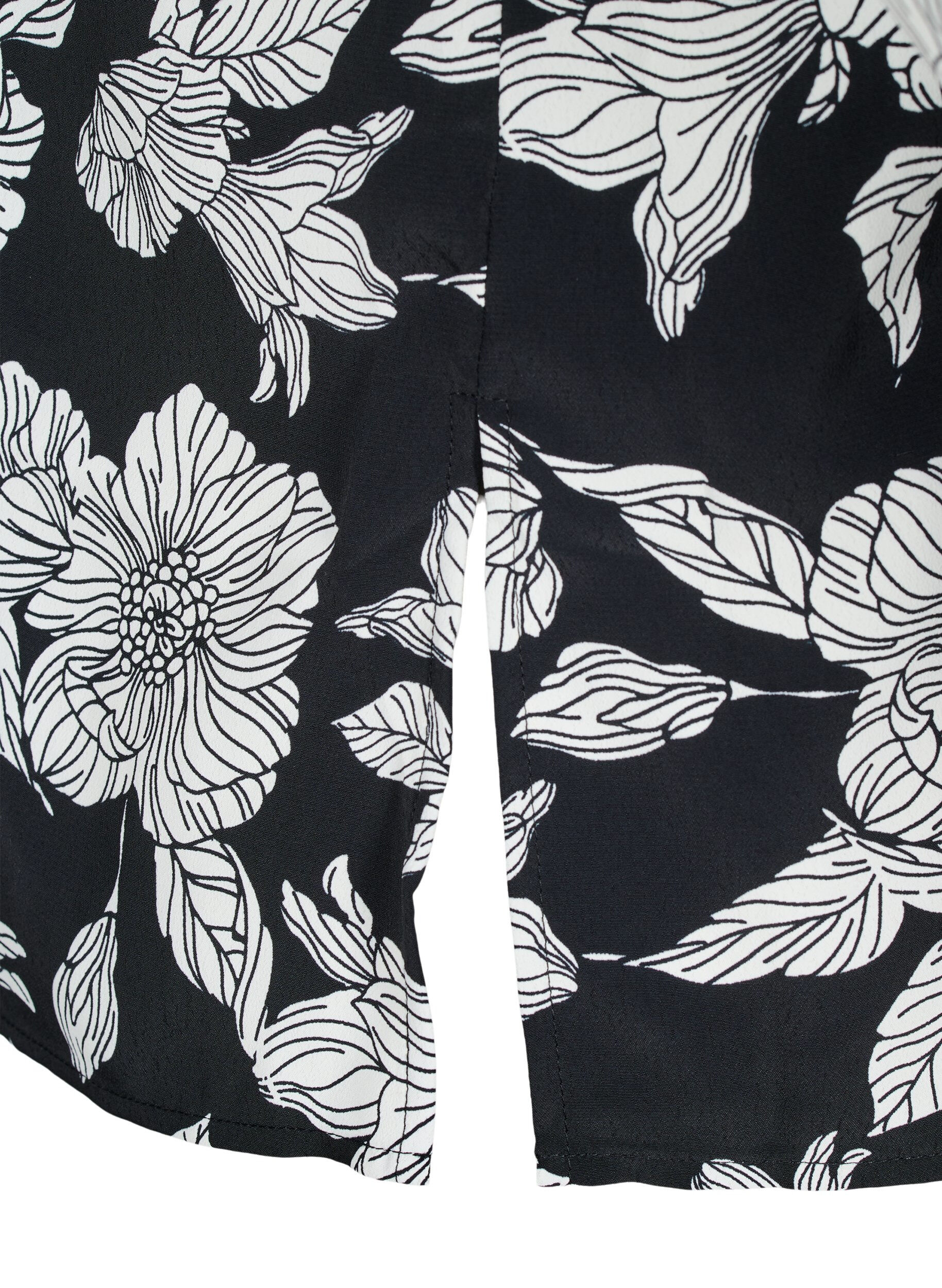 Zizzi Shirt met bloemenprint, Zwart, Packshot image number 3