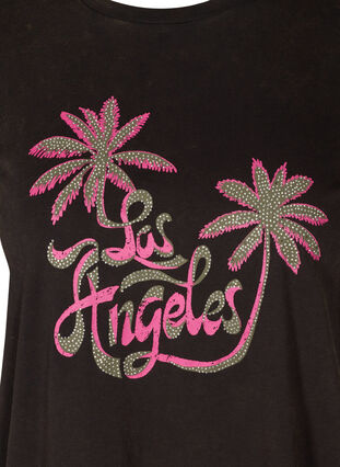 Katoenen t-shirt met korte mouwen, Black LOS ANGELES, Packshot image number 2