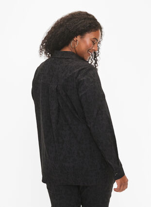 Viscose shirtjas met ton-sur-ton patroon, Black, Model image number 1