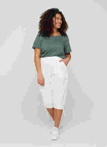 Losse cropped broek van katoen, Bright White, Model image number 2