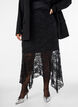 Kanten midirok met pailletten, Zwart, Model image number 0
