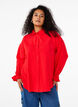 Shirt met lange mouwen en ruchesdetails, Rood, Model image number 0