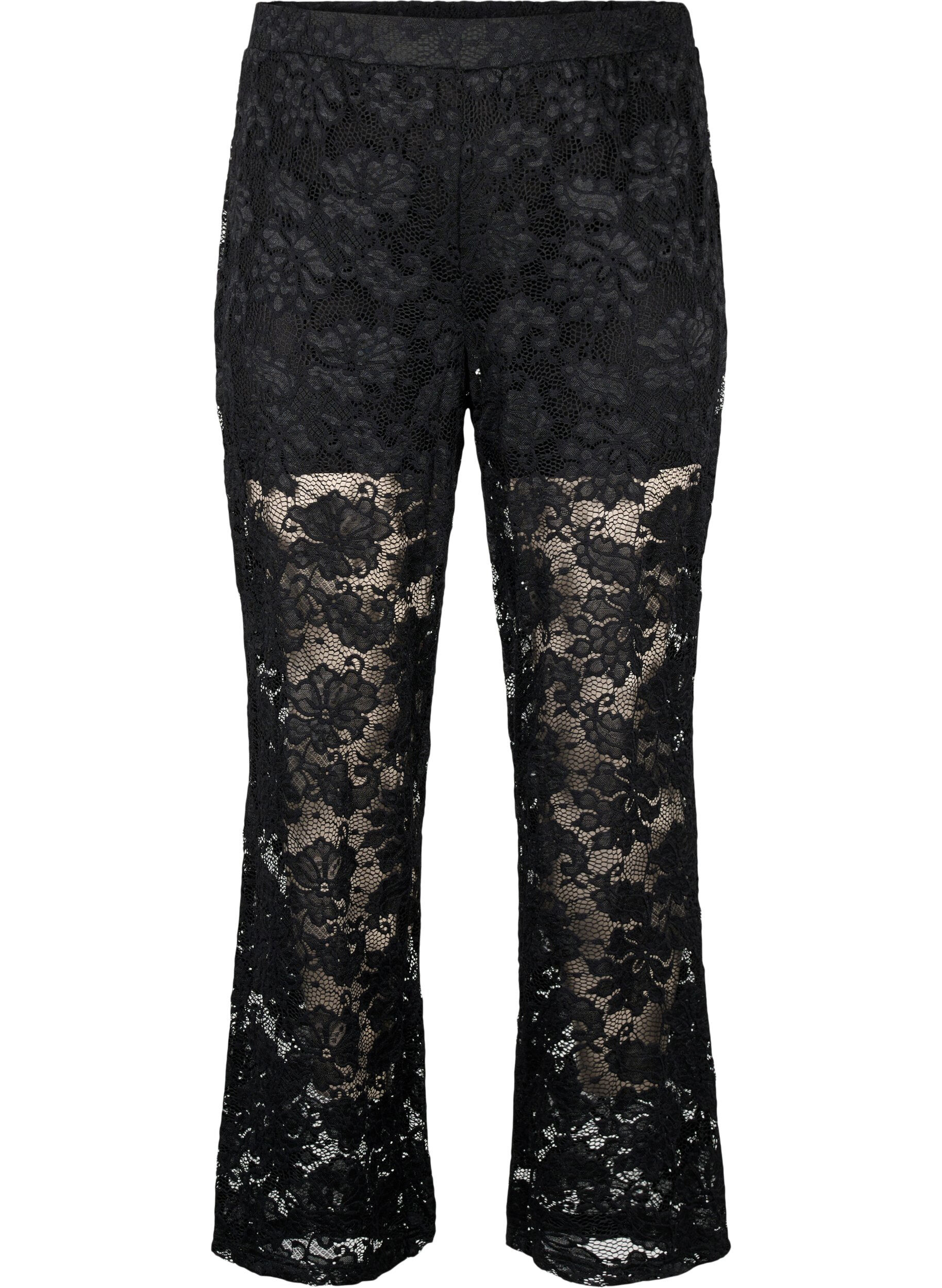 Zizzi Broek van kant met rechte pijp, Black, Packshot image number 0