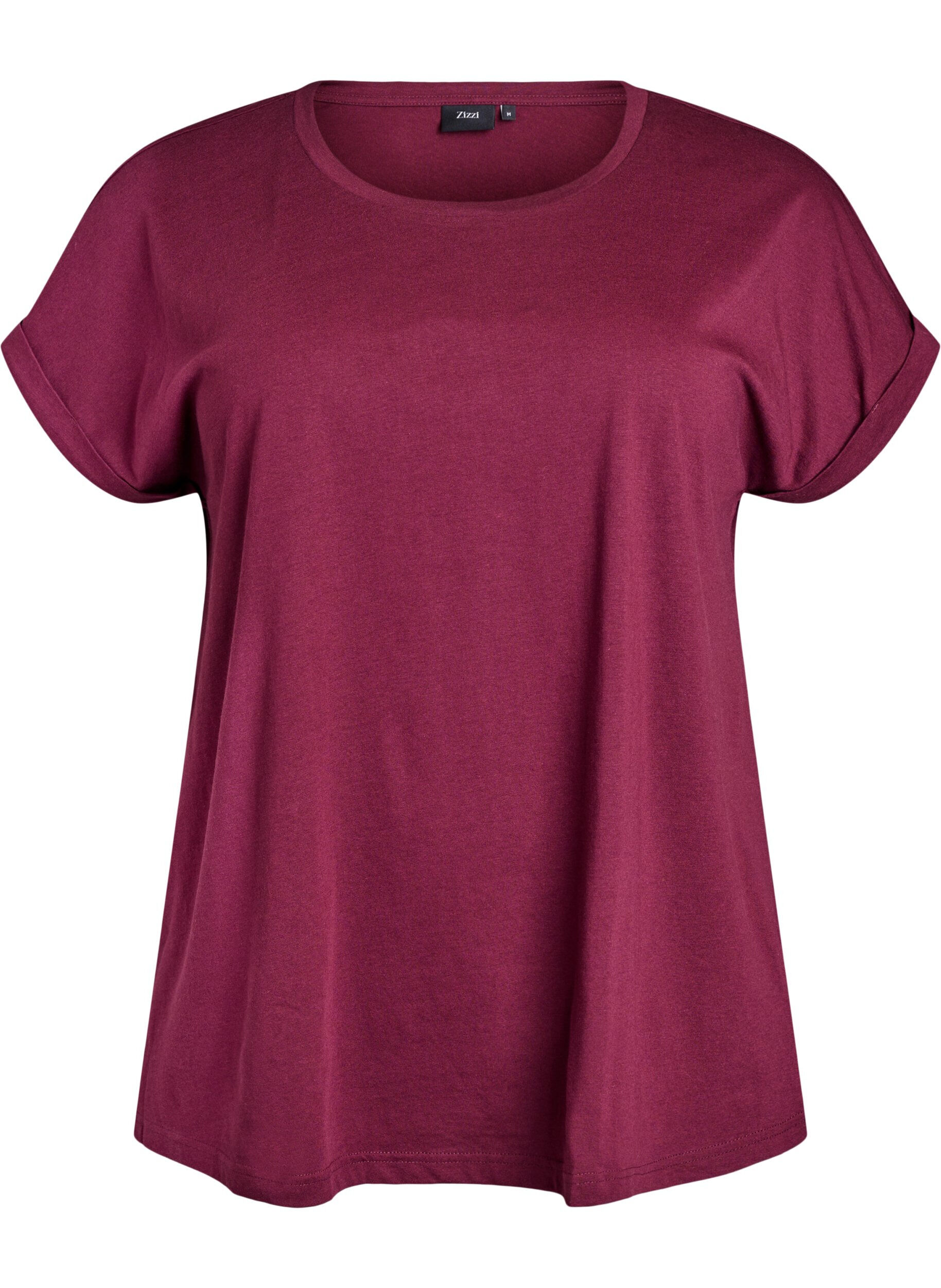 ZizziT-shirt met korte mouwen van katoenmix, Rood, Packshot image number 0