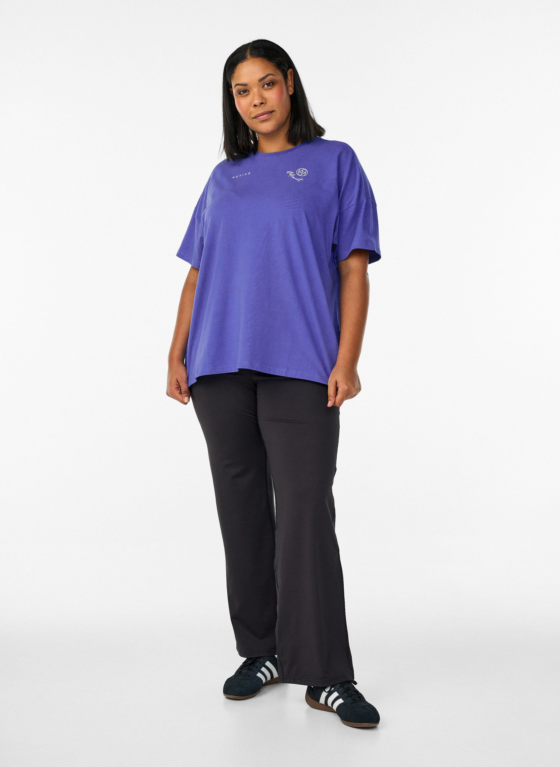 ZizziT-shirt van biologisch katoen met klein frontmotief, Blauw, Model image number 1