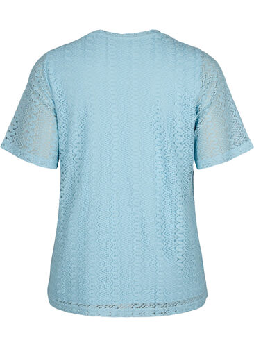 Kanten blouse met korte mouwen en v-hals, Angel Falls, Packshot image number 1