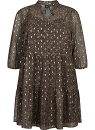 Tuniek met print en lurex, Green Ethnic AOP