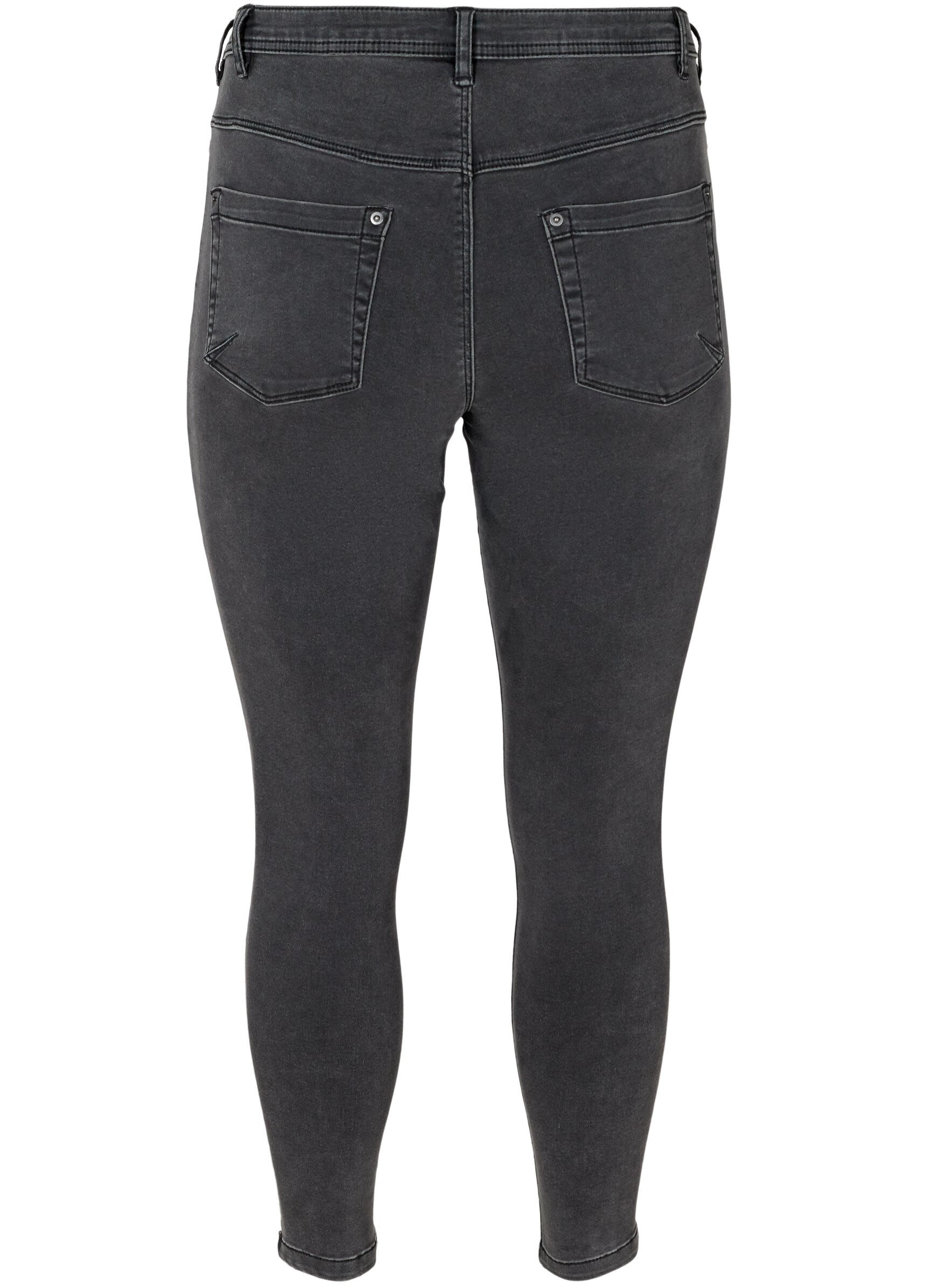 Zizzi Gecropte Amy jeans met ritssluiting details, Grijs, Packshot image number 1