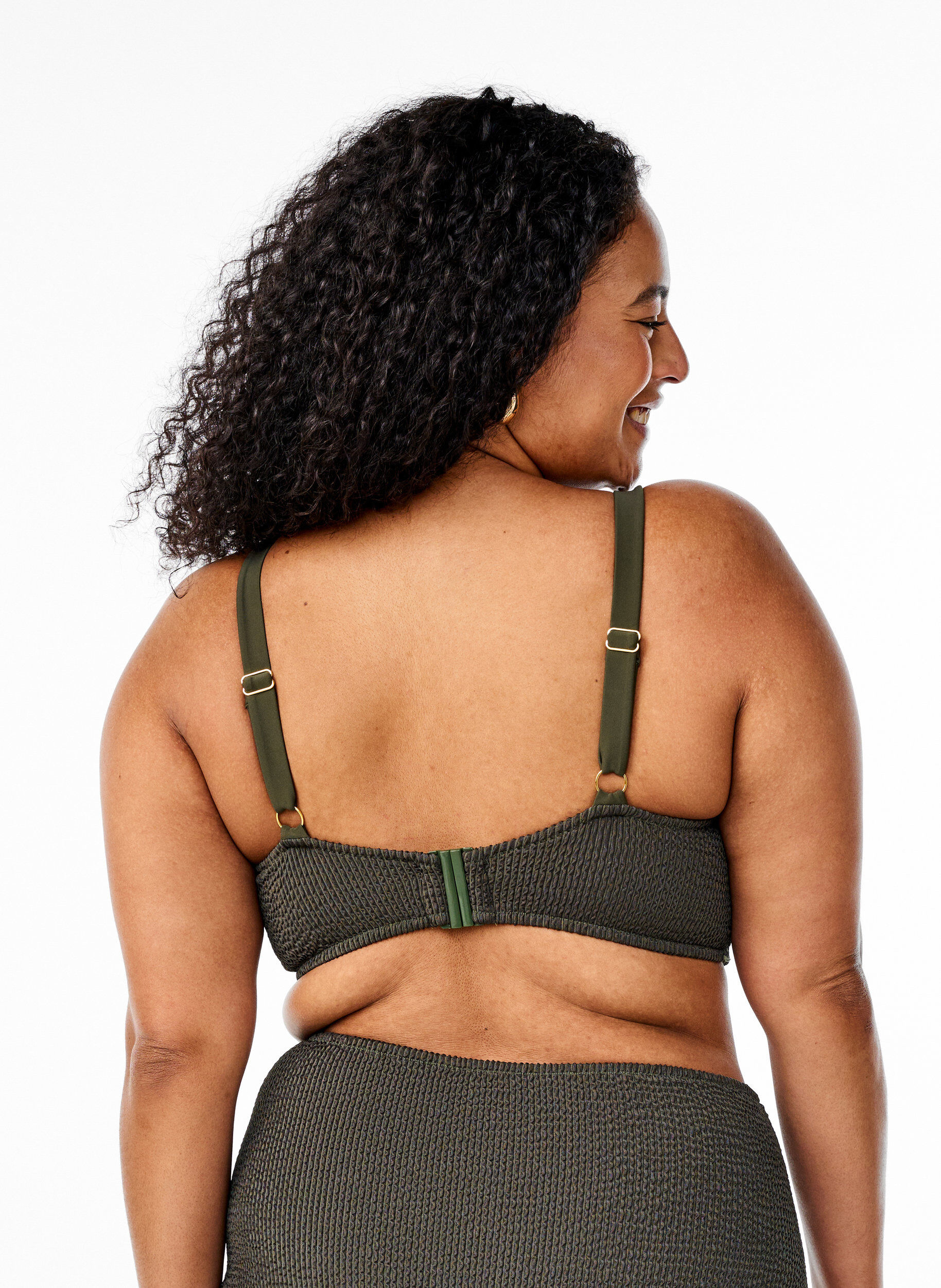 Zizzi Bikinitop met textuur en een elegant detail, Groen, Model image number 1